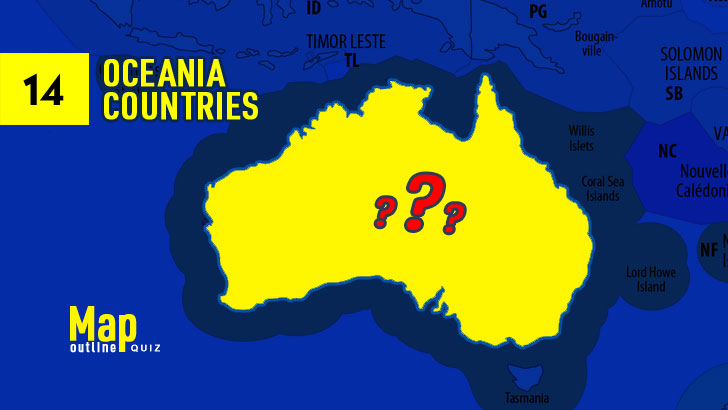 14 Oceania Countries Map Outline Quiz