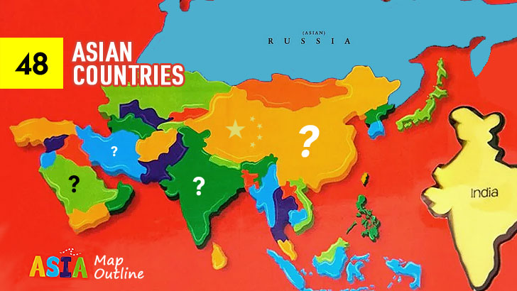 48 Asian Countries Map Outline Quiz