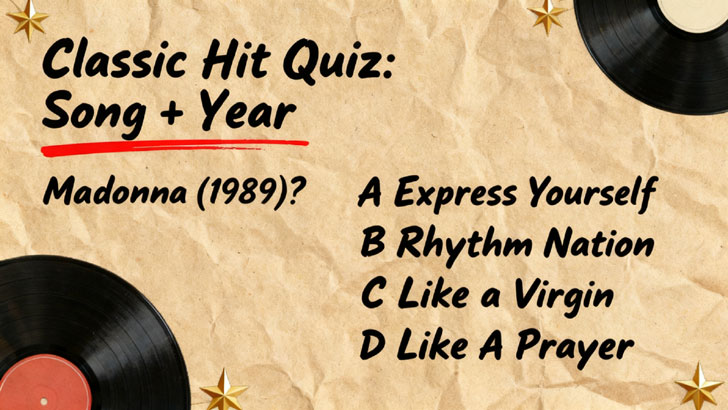Classic Hit Quiz: Song + Year (2)