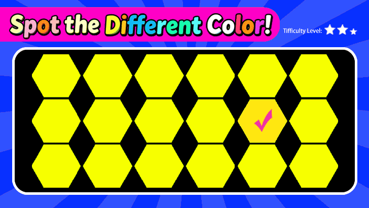Spot the Odd Color: Hexagon Edition (L2)
